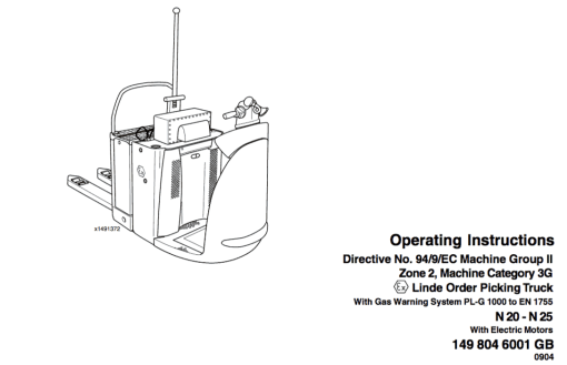 Linde N20L, N20LI, N20LX, N20V, N20VI, N20, N25 Pallet Trucks Series 149 Repair Service Manual - Image 3