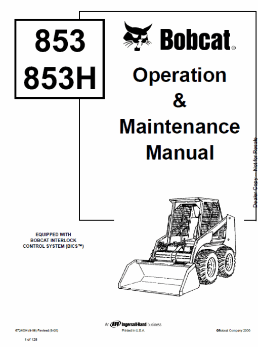 Bobcat 853 and 853H Skid-Steer Loader Service Manual - Image 6