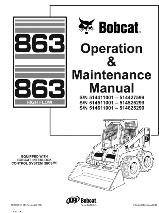 Bobcat 863 and 863H Skid-Steer Loader Service Manual - Image 7