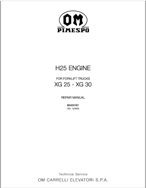 OM Pimespo XG25 and XG30 Forklift Repair Workshop Manual - Image 6