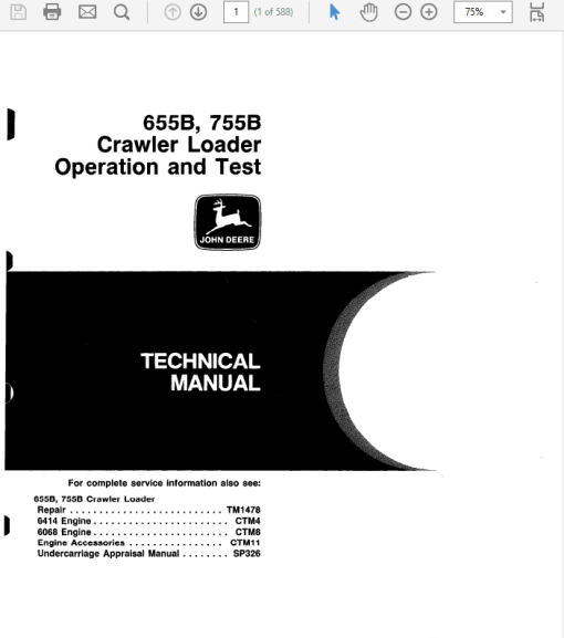 John Deere 655B, 755B Crawler Repair Technical Manual - Image 6