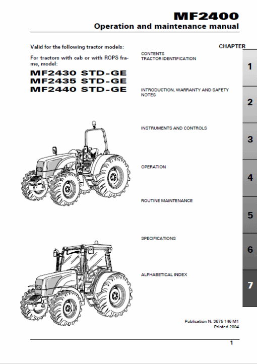 Massey Ferguson 2430, 2435, 2440 Tractor Service Manual - Image 6