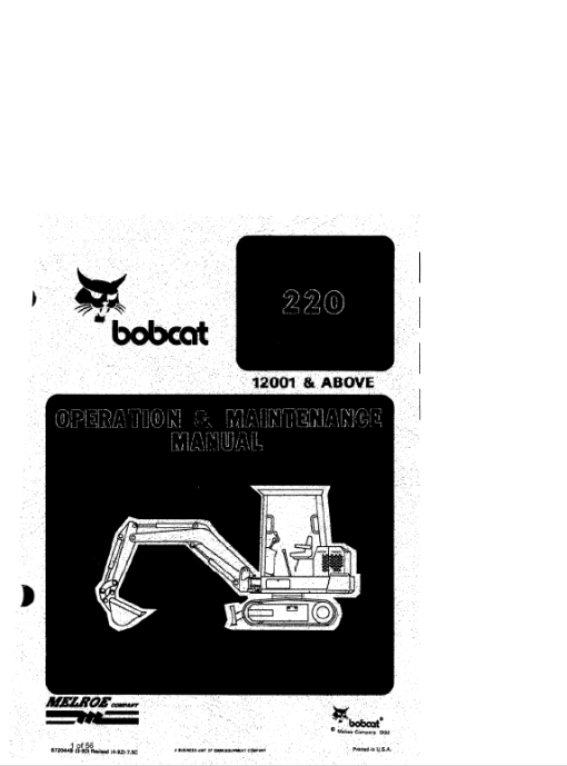 Bobcat X220 Excavator Service Manual - Image 9