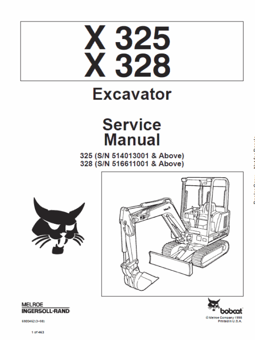 Bobcat X325 and X328 Excavator Service Manual - Image 7