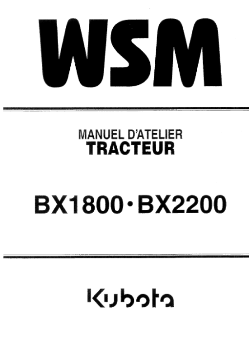 Kubota BX1800, BX2200 Tractor Workshop Service Manual