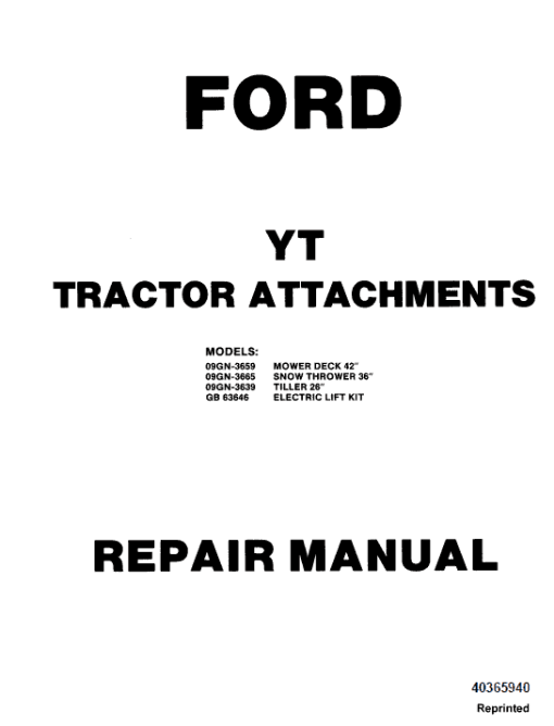 Ford YT12.5, YT14, YT16 and YT16H Yard Tractor Service Manual - Image 6