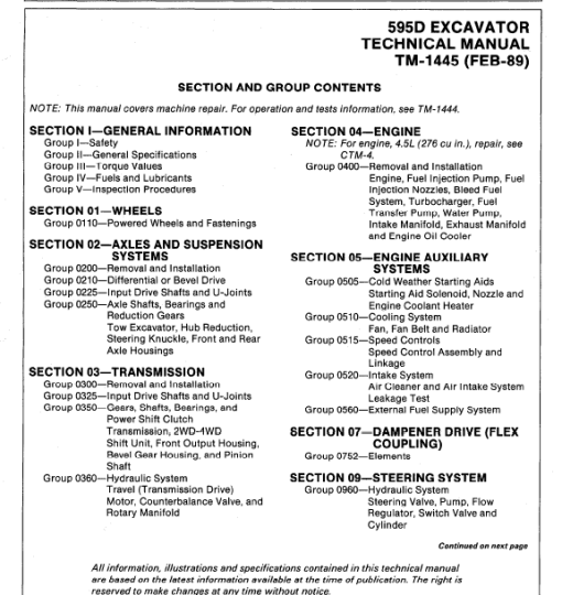 John Deere 595D Excavator Technical Manual (TM1444 and TM1445) - Image 7