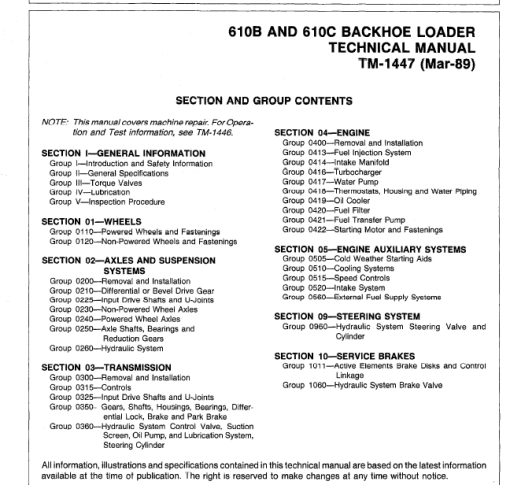 John Deere 610B, 610C Backhoe Loaders (TM1446 and TM1447) - Image 3