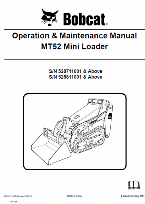 Bobcat MT52 and MT55 Mini Loader Service Manual - Image 4