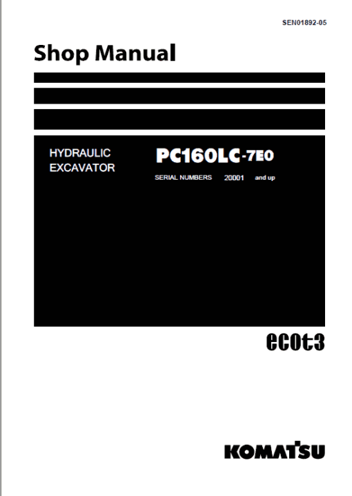 Komatsu PC160LC-7E0, PC180LC-7E0, PC180NLC-7E0 Excavator Manual - Image 6