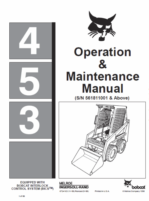 Bobcat 450 and 453 Skid-Steer Loader Service Manual - Image 3