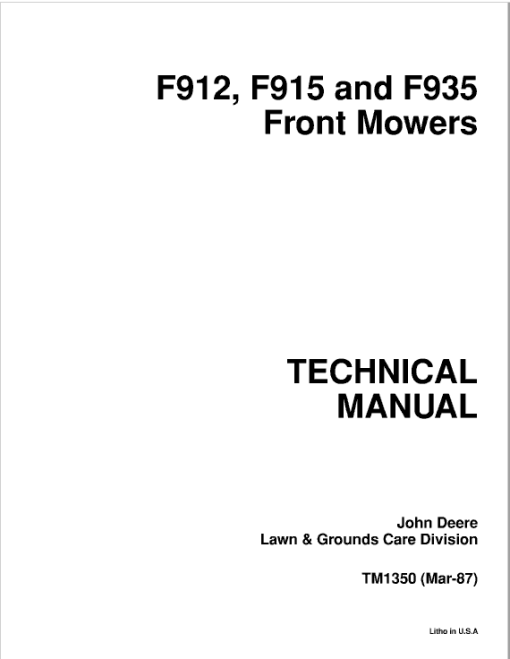 John Deere F911, F912,  F915, F925, F932, F935 Front Mowers Technical Manual - Image 7