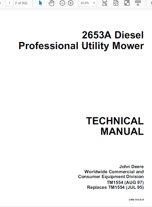 John Deere 2653, 2653A Utility Mower Repair Technical Manual - Image 2