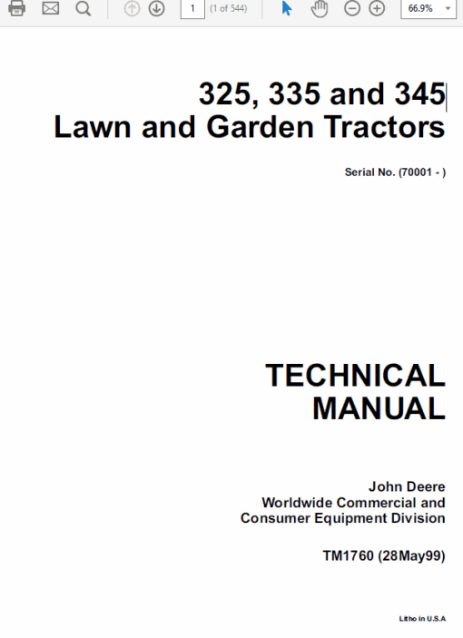 John Deere 325, 335 and 345 Lawn Garden Tractors Technical Manual (TM1760) - Image 7