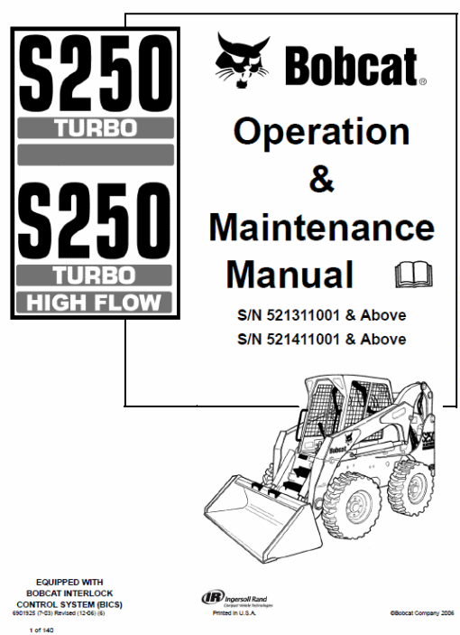 Bobcat S250 and S300 Turbo Skid-Steer Loader Service Manual - Image 2