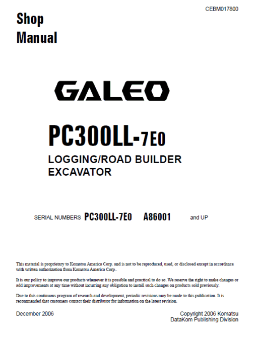 Komatsu PC300LC-7E0, PC300HD-7E0 Excavator Service Manual - Image 6