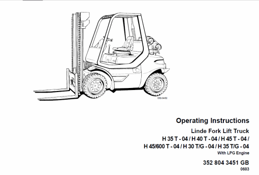 Linde Forklift Truck 352 Series H35, H40, H45 Repair Service Training Manual - Image 7