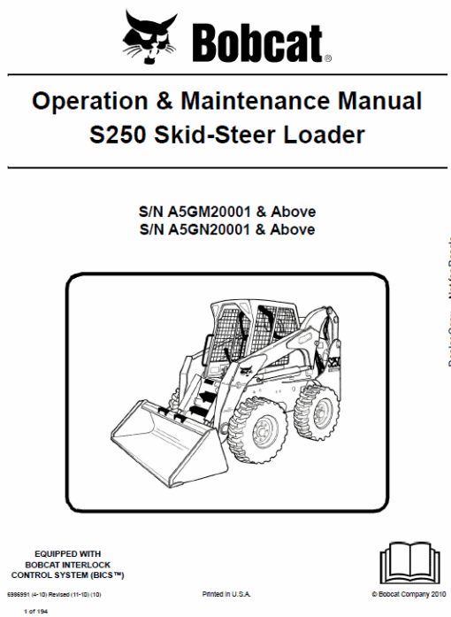 Bobcat S250 and S300 Skid-Steer Loader Service Manual - Image 9