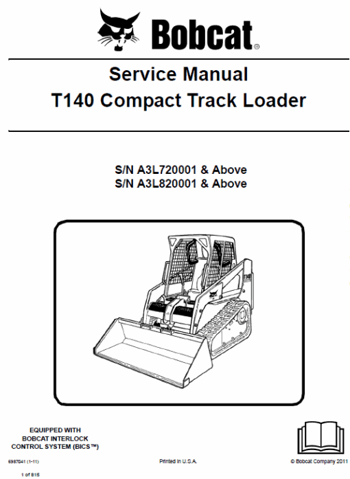 Bobcat T140 Compact Loader Service Manual