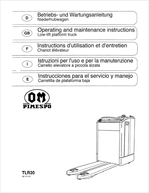 OM PIMESPO TLR, CLD and CLR Pallet Stacker Workshop Repair Manual - Image 6