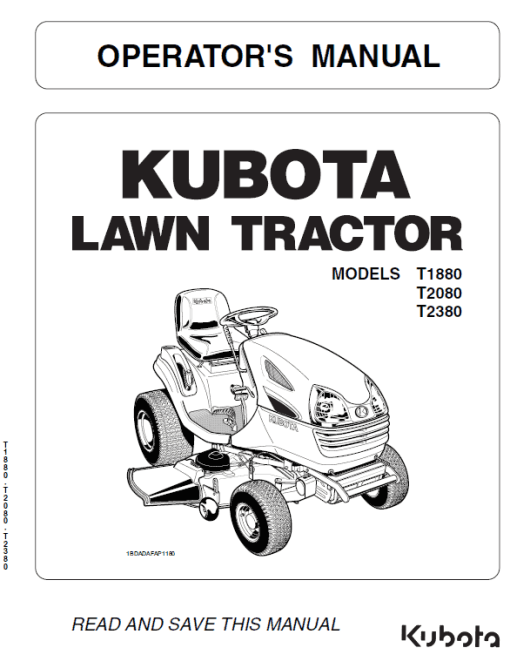 Kubota T1880, T2080, T2380 Tractor Mower Workshop Repair Manual - Image 2