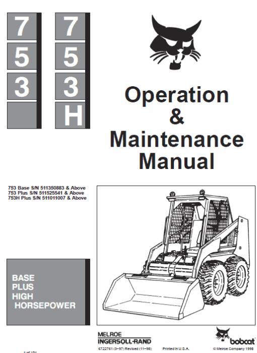 Bobcat 753 and 753HF Skid-Steer Loader Service Manual - Image 2