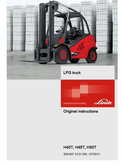 Linde 394 Forklift Truck H-Series: H40, H45, H50 Service Training (Workshop) Manual - Image 3