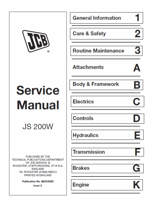 JCB JS200W Wheeled Excavator Service manual - Image 3