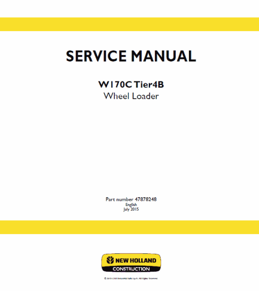 New Holland W130C, W170C Tier 4B Wheel Loader Service Manual - Image 2