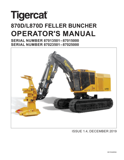 Tigercat 870D, L870D Feller Buncher Repair Service Manual - Image 2