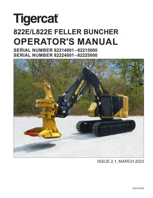 Tigercat 822E, L822E Feller Buncher Repair Service Manual (SN 82214001 – 82225000) - Image 2