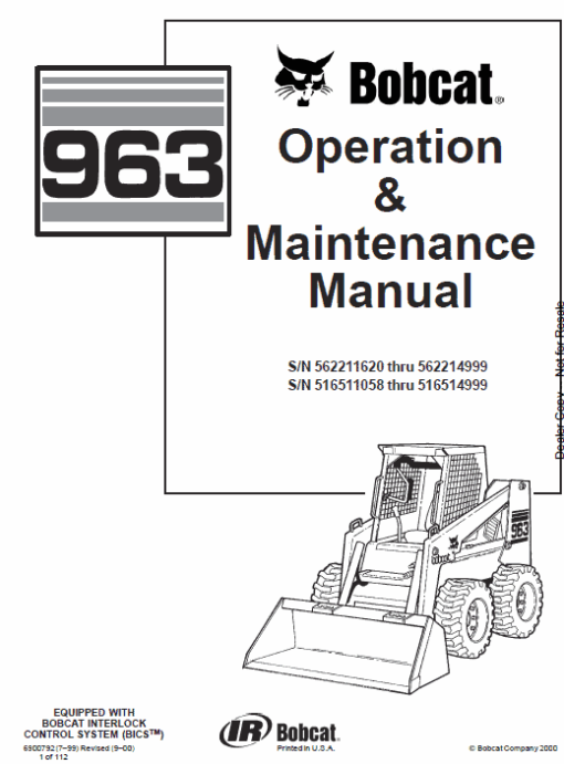 Bobcat 963 Skid-Steer Loader Service Manual - Image 5