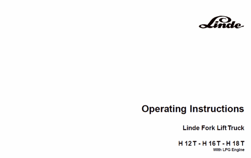 Linde Type 350 LPG Forklift Truck: H12, H16, H18, H20  Service Manual - Image 4