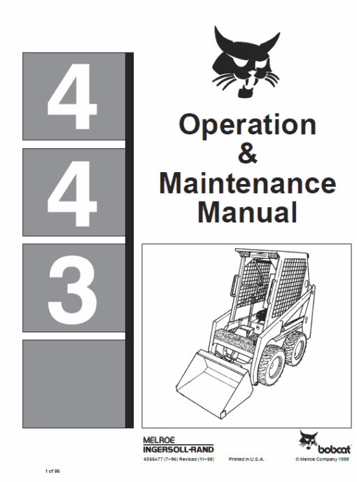 Bobcat 440, 443 and 443B Skid-Steer Loader Service Manual - Image 3