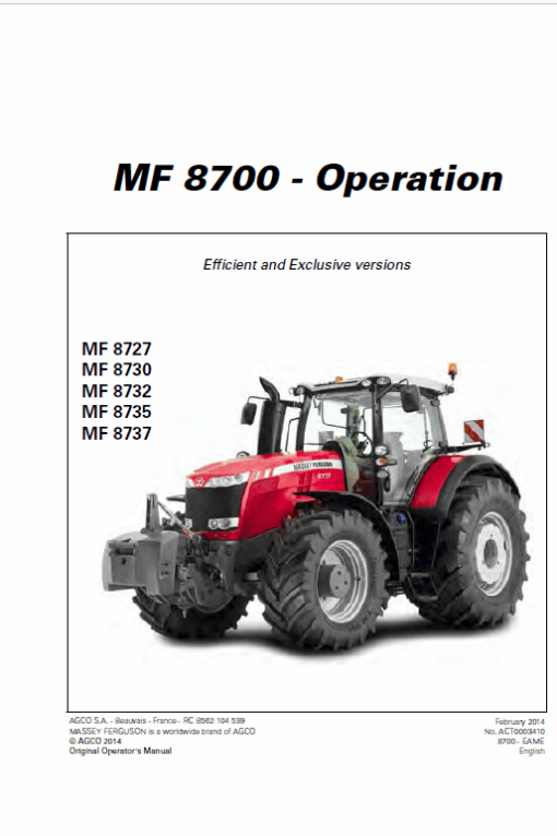 Massey Ferguson 8727, 8730, 8732, 8735, 8737 Tractor Service Manual - Image 11