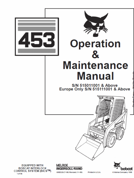 Bobcat 450 and 453 Skid-Steer Loader Service Manual - Image 4