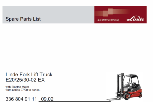 Linde Series 336 Electric Forklift Truck: E20, E25, E30 Workshop Service Manual - Image 8