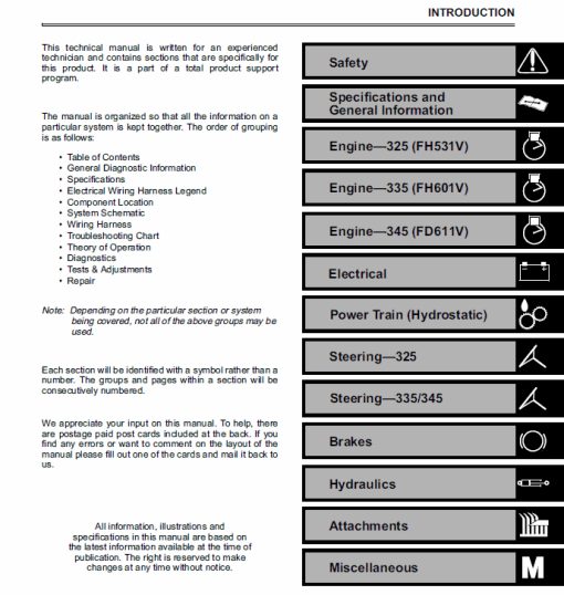 John Deere 325, 335 and 345 Lawn Garden Tractors Technical Manual (TM1760) - Image 8