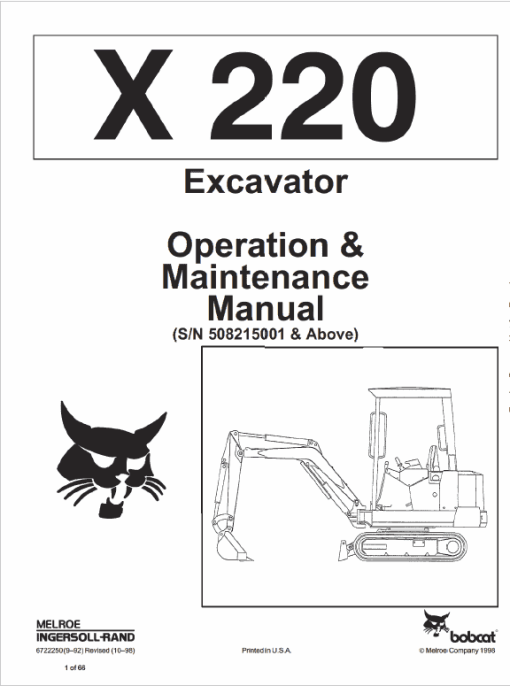 Bobcat X220 Excavator Service Manual - Image 8