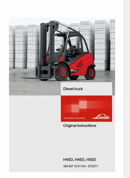 Linde 394 Forklift Truck H-Series: H40, H45, H50 Service Training (Workshop) Manual - Image 4