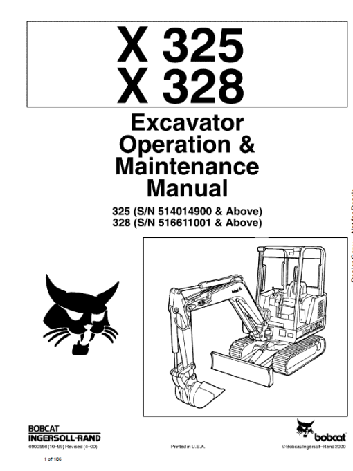 Bobcat X325 and X328 Excavator Service Manual - Image 6