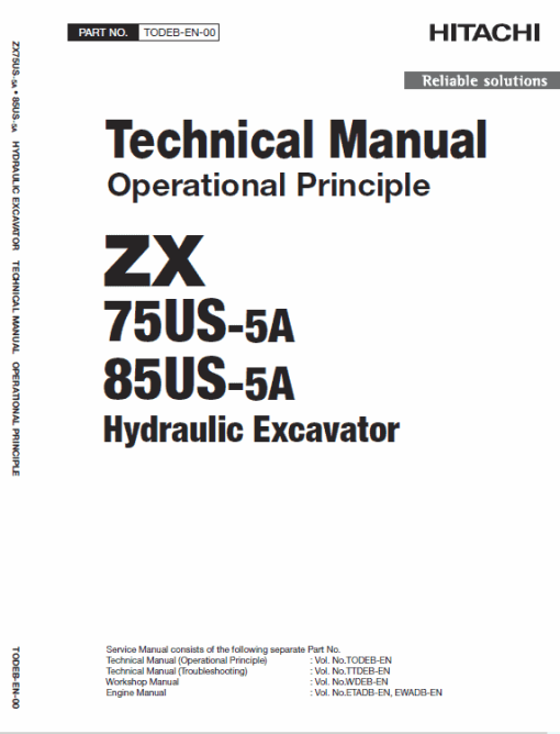 Hitachi ZX75US-5A and ZX85US-5A Excavator Service Repair Manual - Image 2