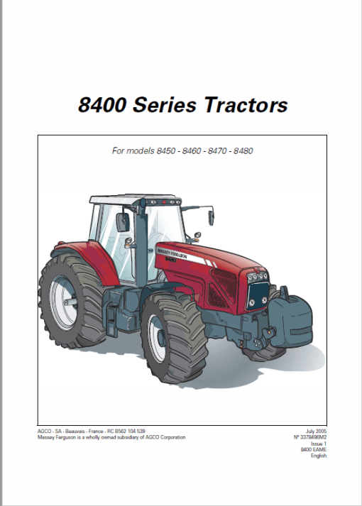 Massey Ferguson 8450, 8460, 8470, 8480 Tractor Service Manual - Image 4