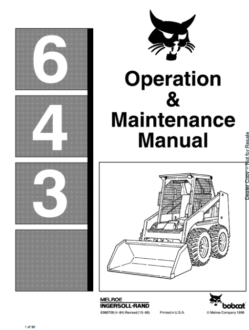 Bobcat 641, 642 and 643 Skid-Steer Loader Service Manual - Image 4