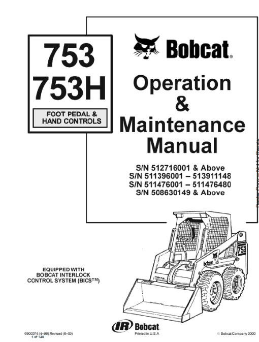 Bobcat 753 and 753HF Skid-Steer Loader Service Manual - Image 8