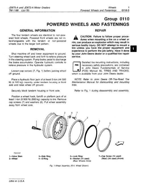 John Deere 670A, 672A Motor Grader Technical Manual (TM1188) - Image 8