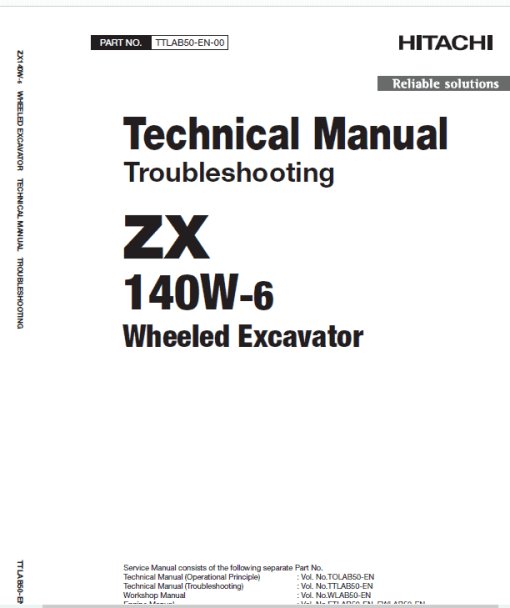 Hitachi ZX140-3 and ZX140-6 Excavator Service Repair Manual