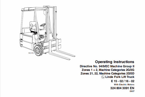 Linde Type 322, 323, 324 Forklift Model: E10, E12, E14, E15, E16, E20, E25, E30 Workshop Service Manual - Image 4