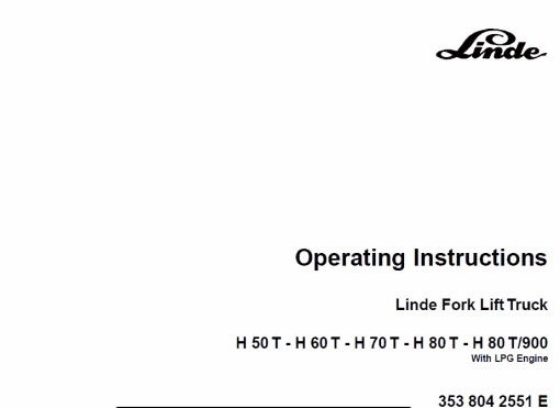 Linde Type 353 Forklift Truck: H50, H60, H70, H80 Repair Service Training Manual - Image 9