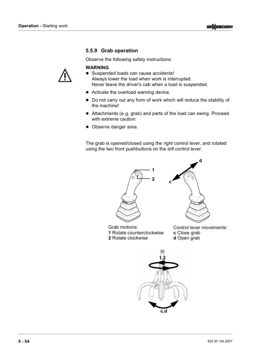 Sennebogen 825.0.1039 Operators, Maintenance and Parts Manual - Image 3